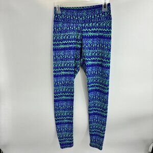 Aerie Womens S Blue Green Patterned Leggings Active Yoga Pants Stretch Comfort